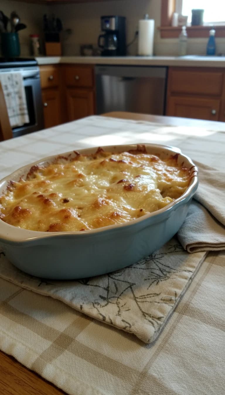 Macarrão Gratinado com Frango Desfiado