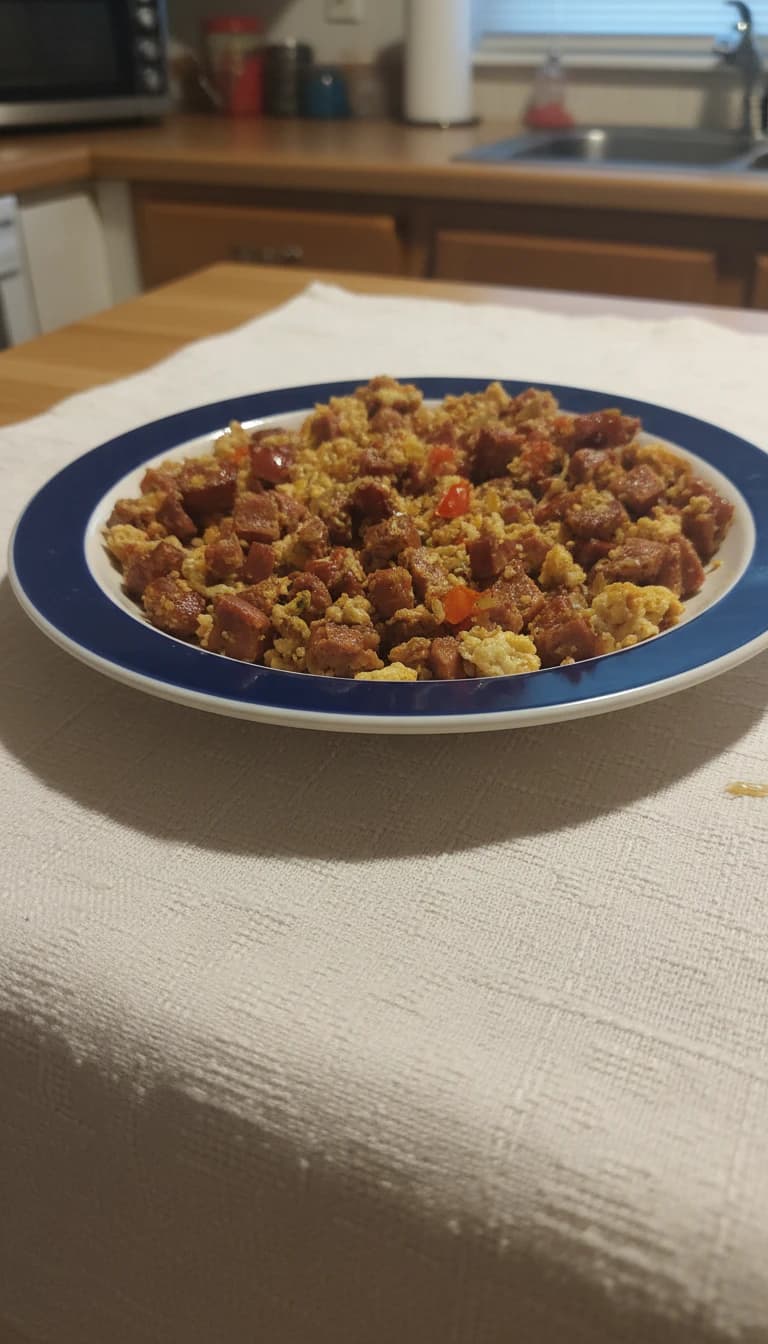 Ovos Mexidos com Calabresa e Farofa