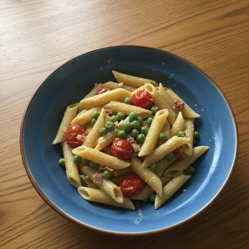 Penne com Bacon e Ervilha Fresca