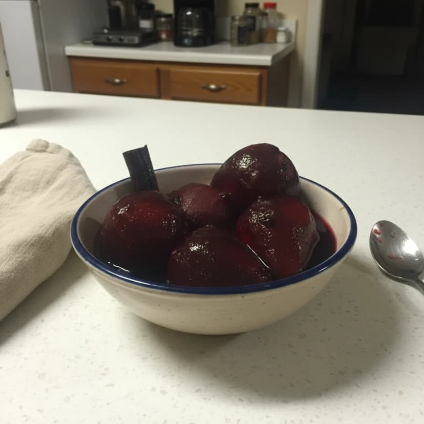 Peras ao Vinho Tinto