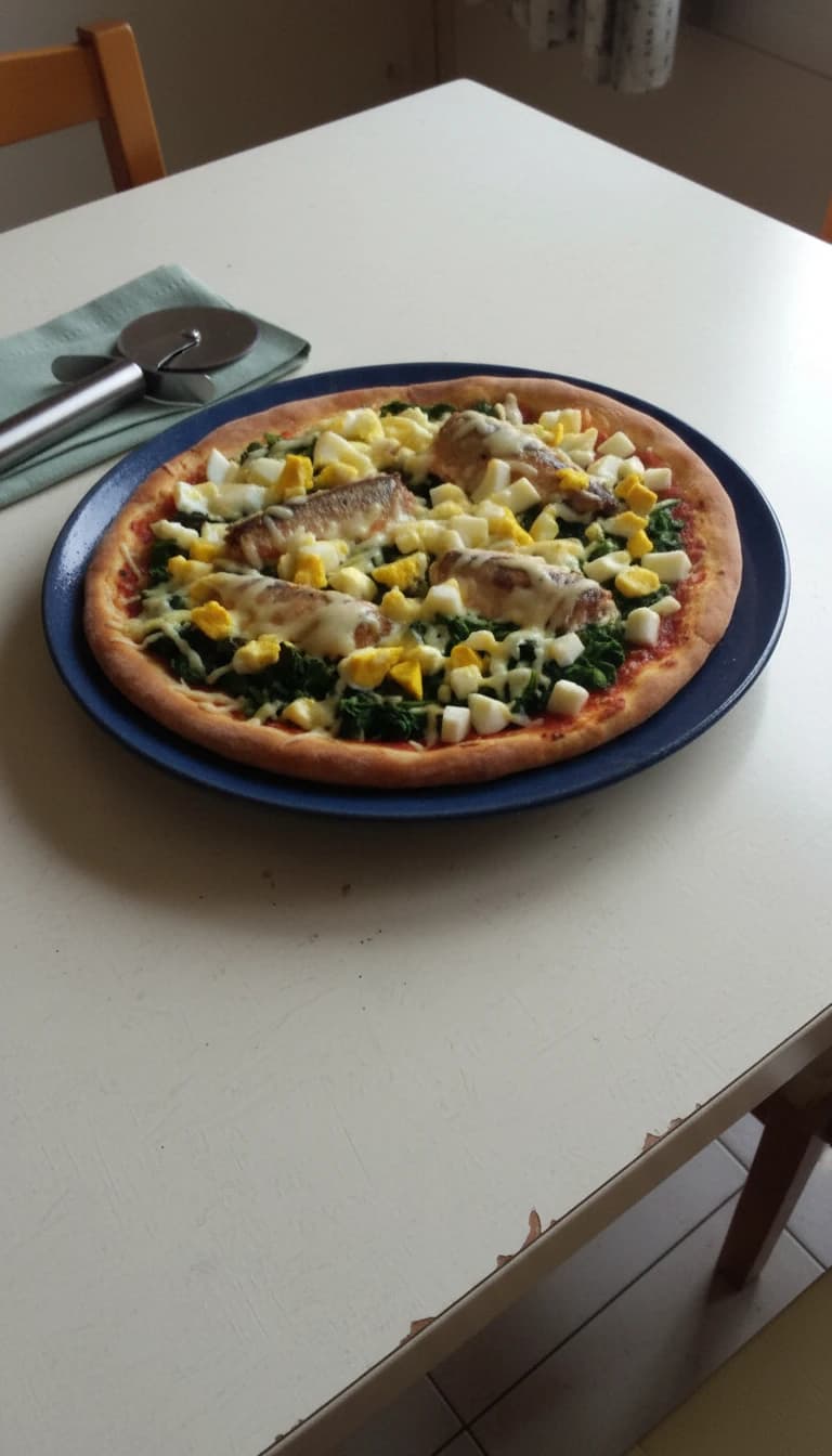 Pizza de Sardinha com Espinafre