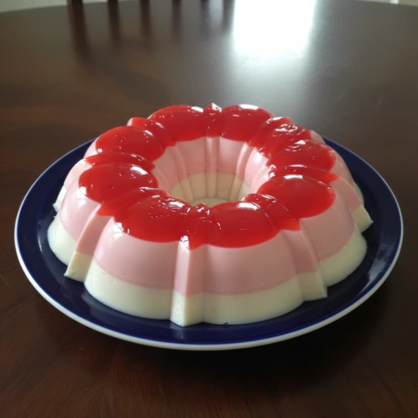 Pudim de gelatina de morango