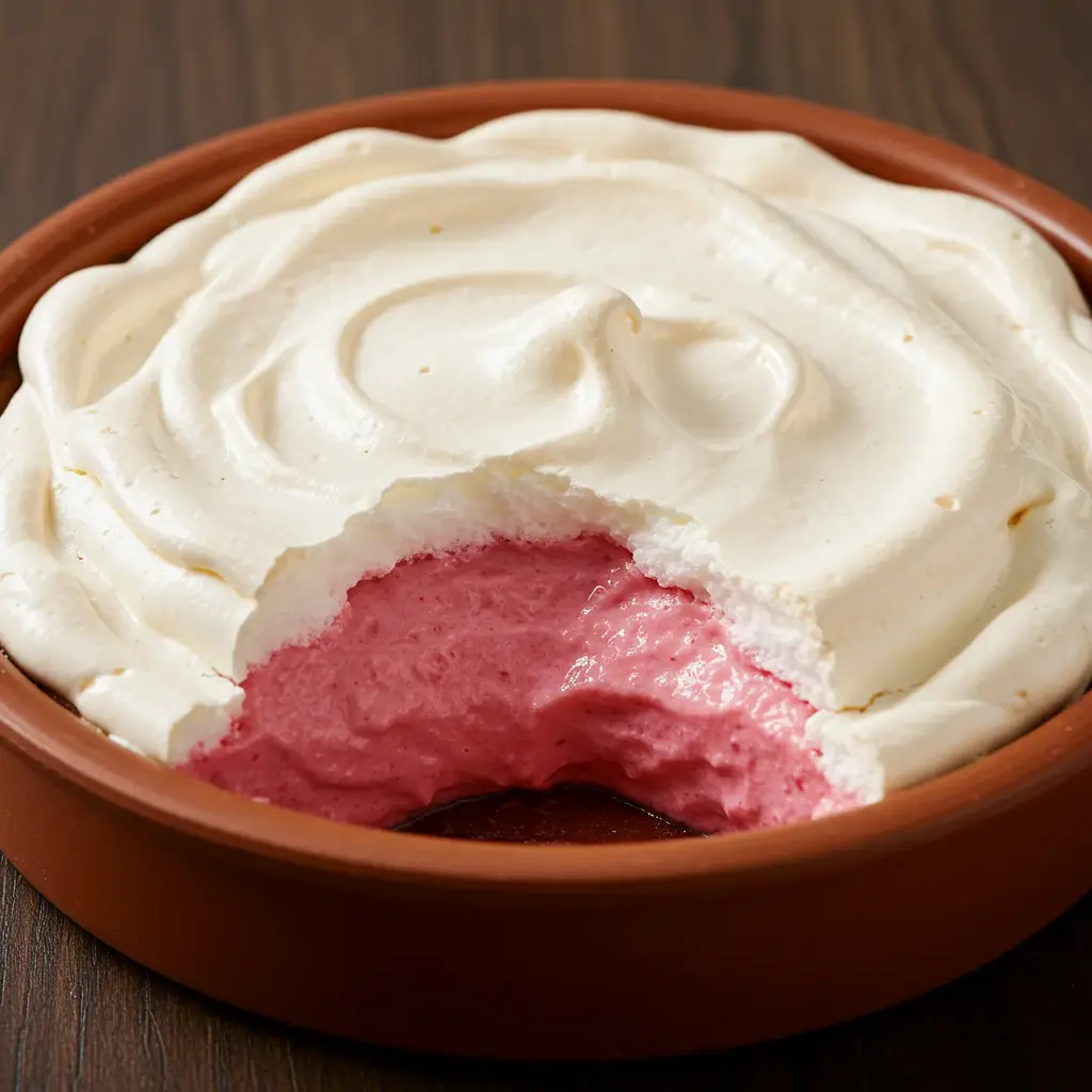 Pudim de Morango com Suspiro Caseiro