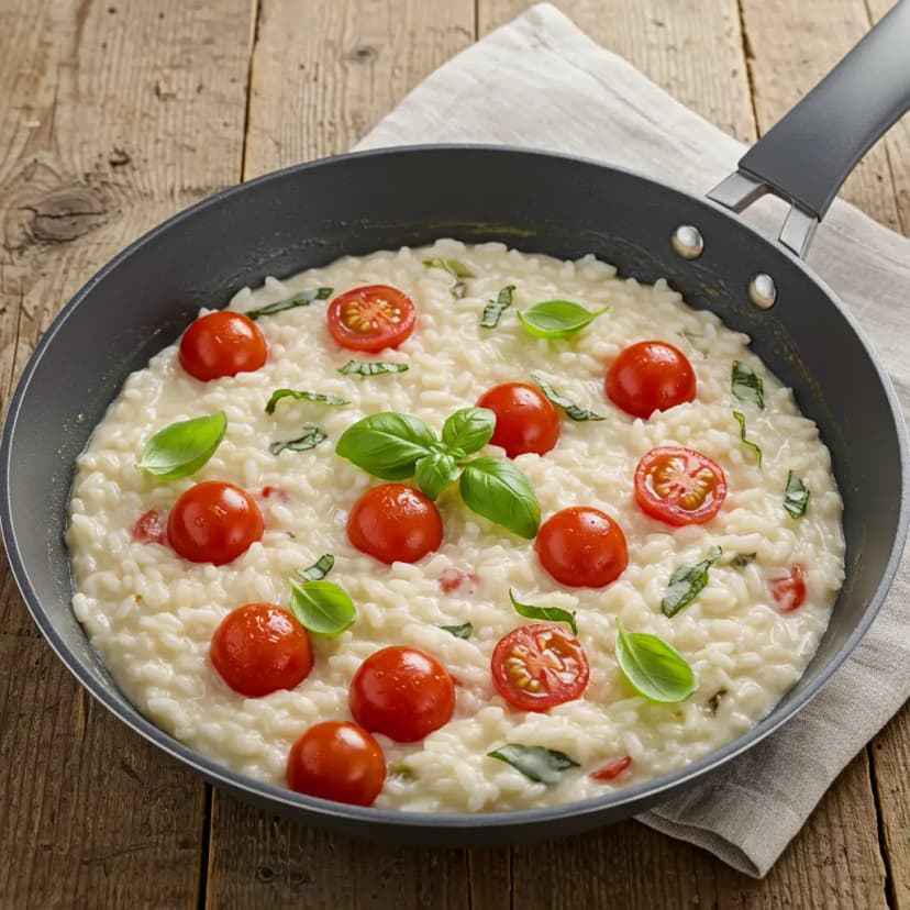 Risoto Cremoso de Tomate e Manjericão