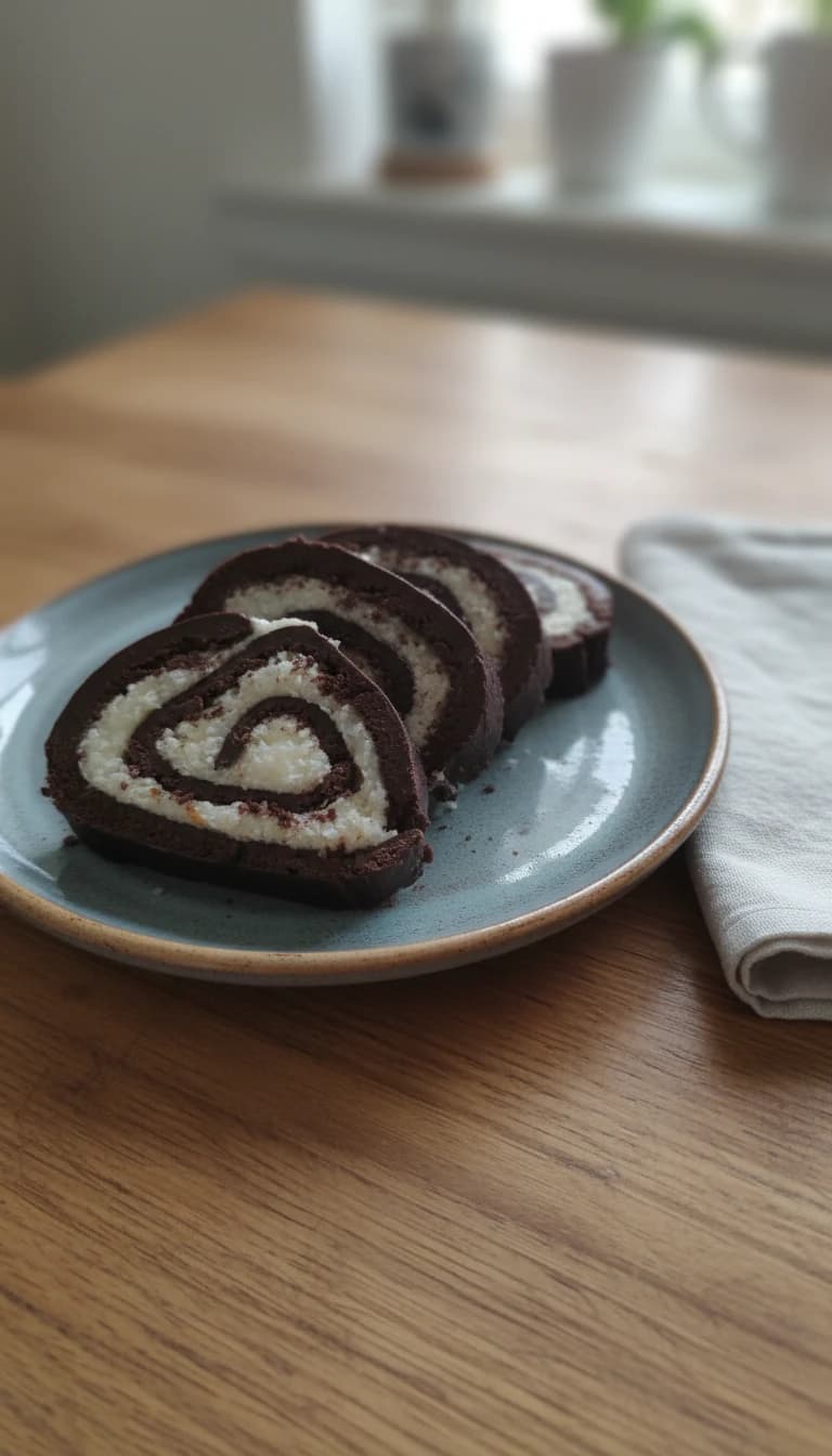 Rocambole de chocolate e coco