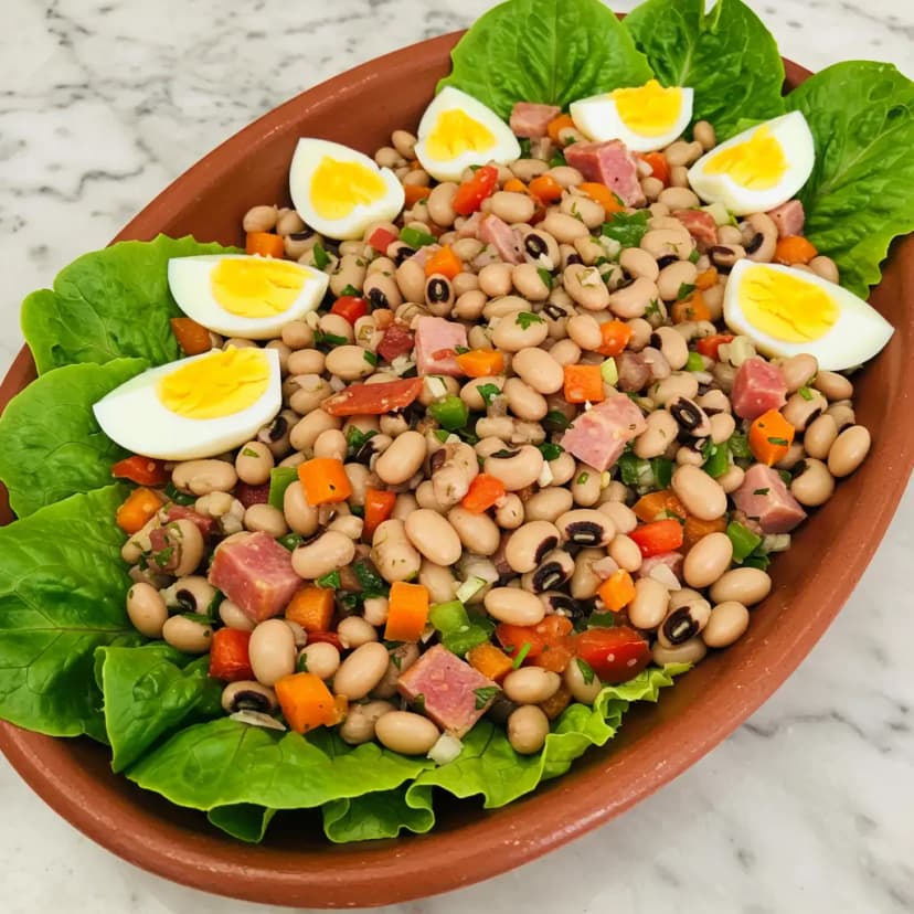 Salada de Feijão com Calabresa e Bacon
