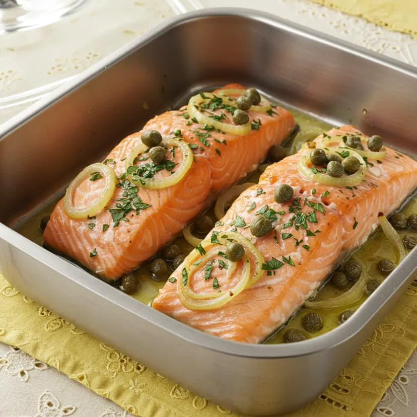 Salmão ao Limão com Alcaparras