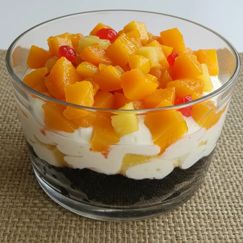 Sobremesa Gelada em Camadas com Frutas
