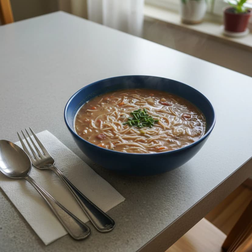 Sopa Cremosa de Feijão com Aletria