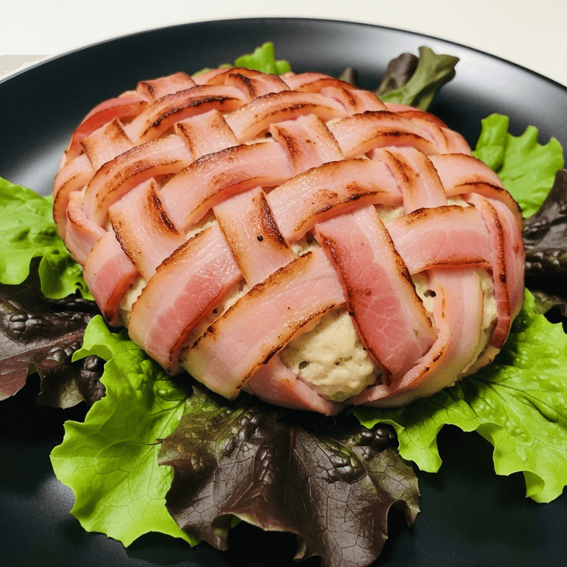 Hambúrguer Envolto em Trama de Bacon