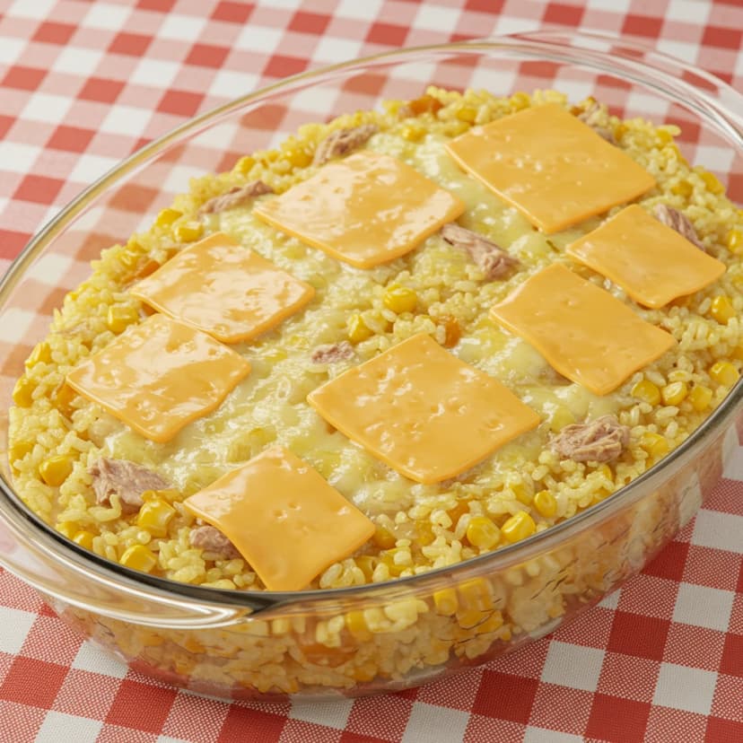 Arroz Cremoso com Atum, Milho e Queijo
