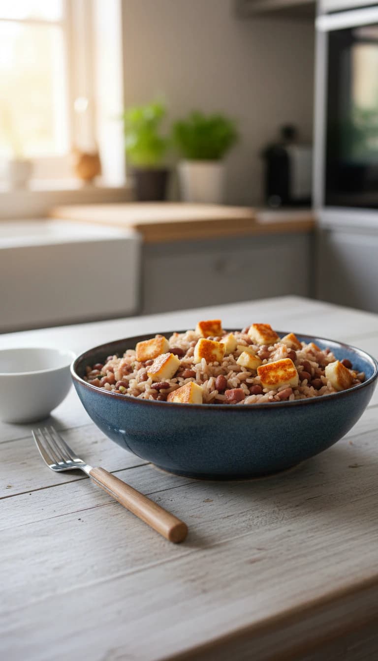 Baião de Dois com Carne de Sol, Aipim e Queijo Coalho