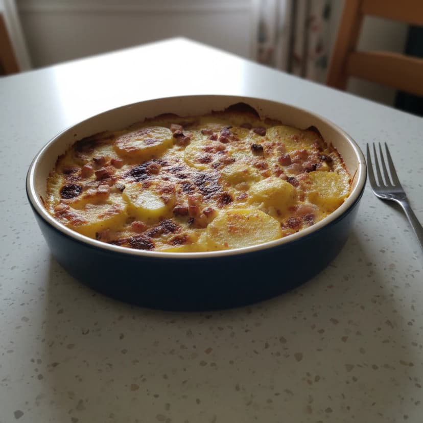 Batatas Gratinadas com Bacon e Molho de Nata