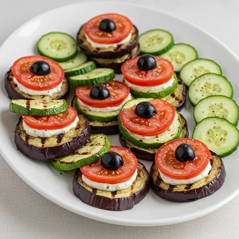 Berinjela e Abobrinha Marinadas com Azeitona