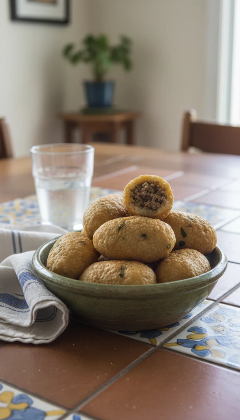 Bolinho de Mandioca Recheado com Carne