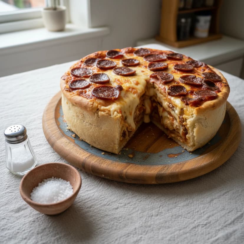 Bolo Pizza de Linguiça e Mussarela