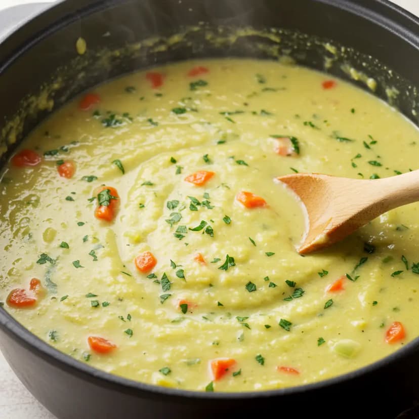 Caldo Cremoso de Aipim com Frango e Calabresa