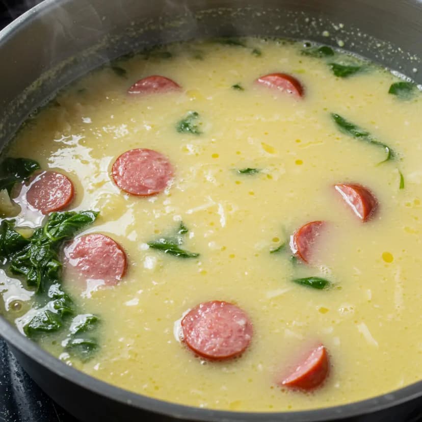 Caldo Cremoso de Batata-Doce com Linguiça Calabresa