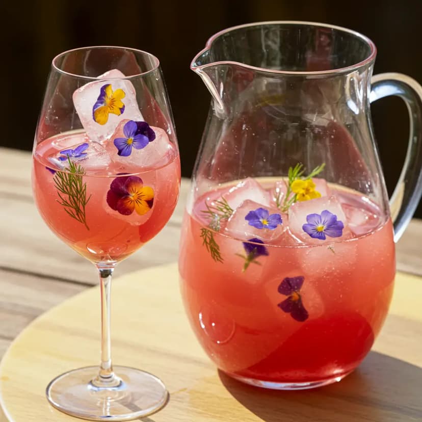 Chá Gelado de Hibisco com Gelo de Flores