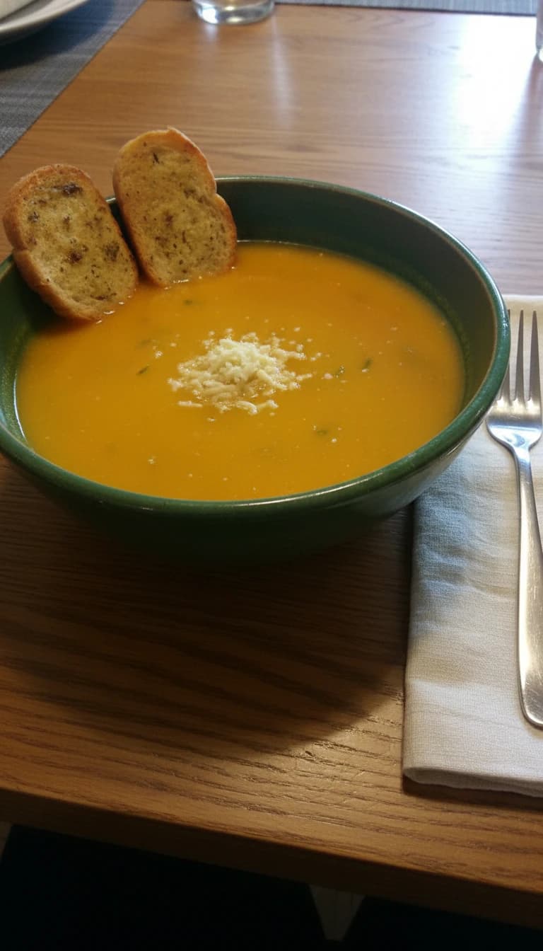 Cremosa Sopa de Abóbora com Queijo Branco
