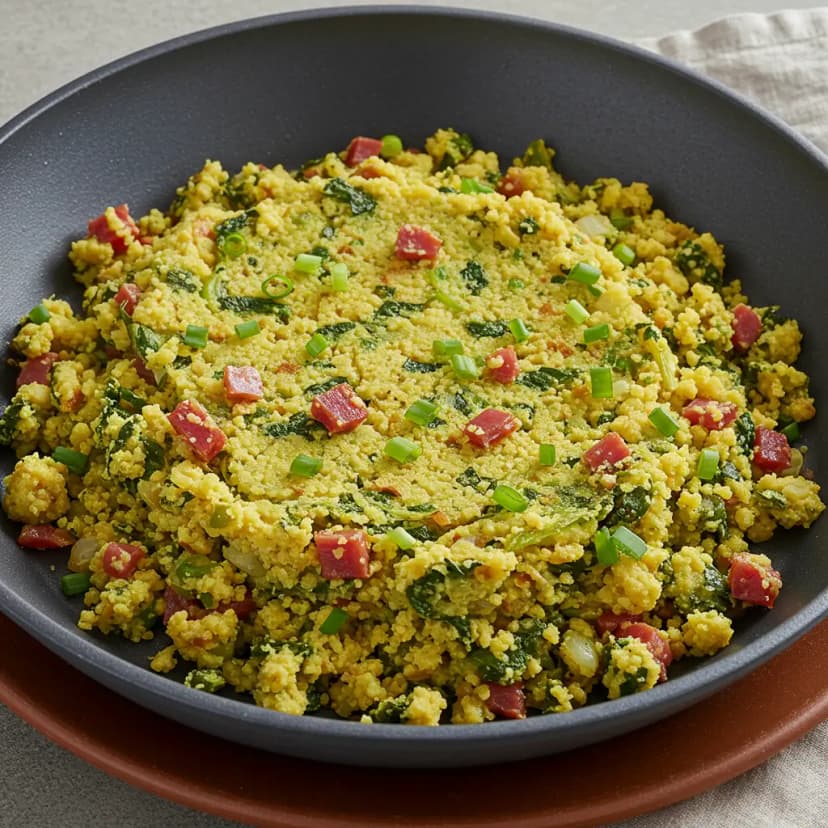 Farofa Crocante de Ovos com Couve e Linguiça