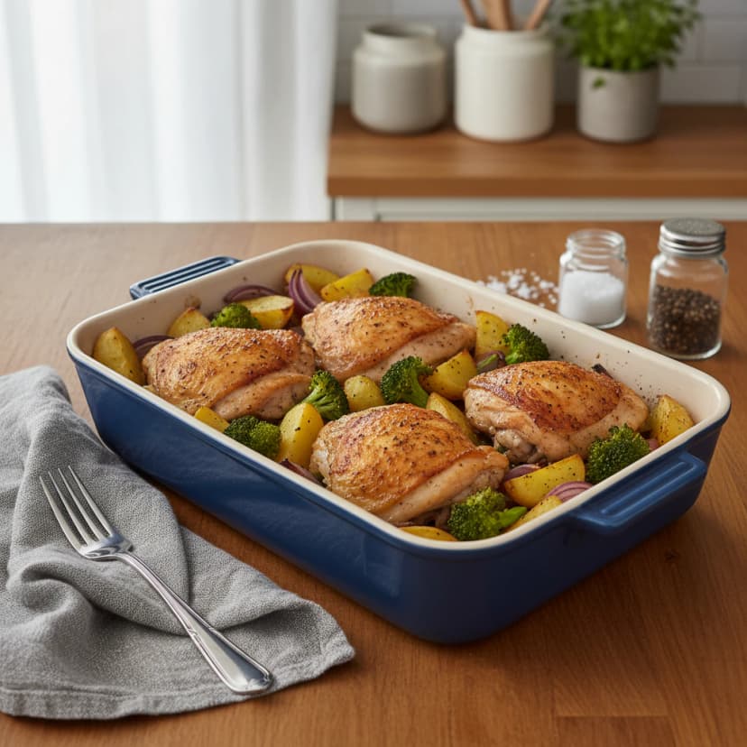 Frango assado com batatas ao molho cremoso