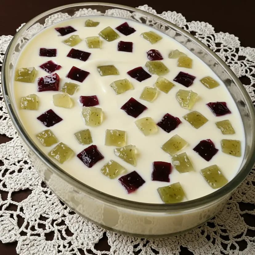 Gelatina Colorida com Creme de Leite