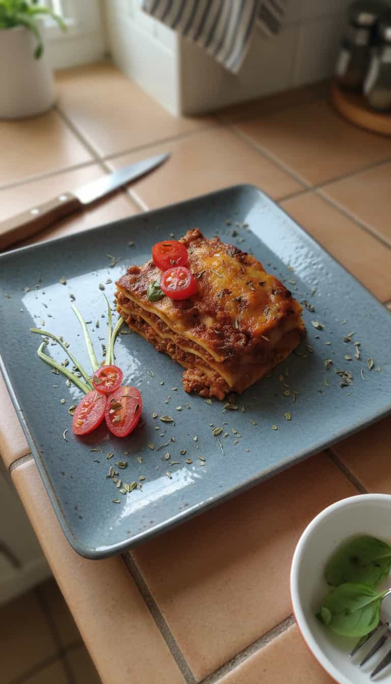 Foto deliciosa de Lasanha de Berinjela com Biomassa de Banana Verde pronta para servir - Massas & Macarrão