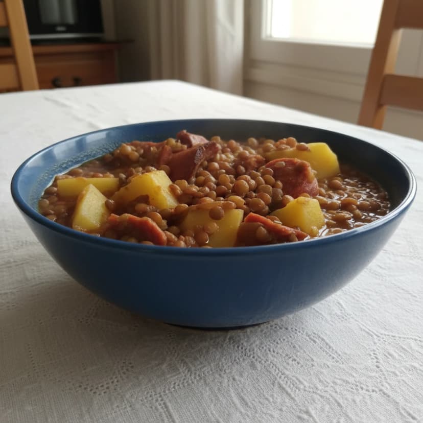 Lentilha com linguiça (receita espanhola)