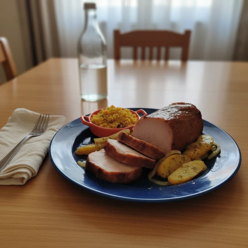 Lombo assado com Maçã Verde e Cebola Caramelizada