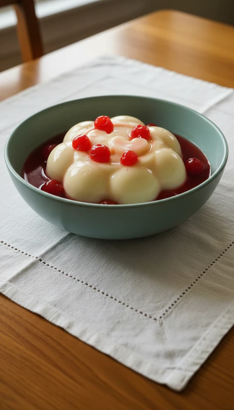 Manjar Cremoso de Coco com Cerejas