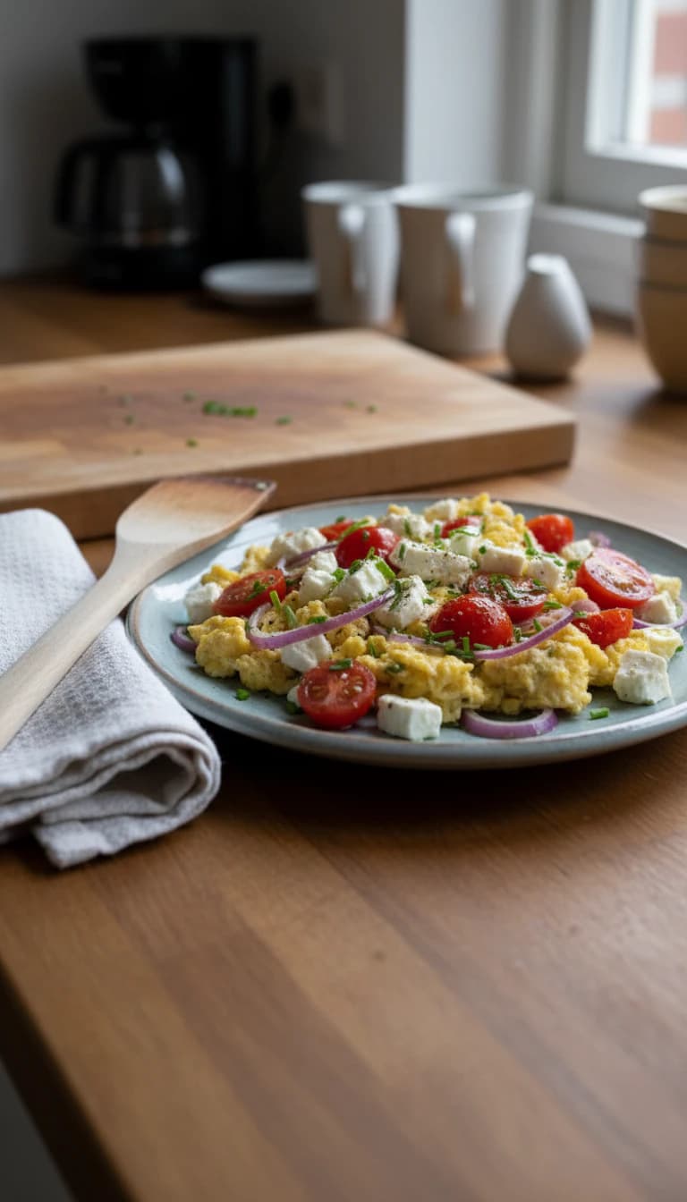 Omelete Cremoso com Tomate Cereja e Queijo Branco