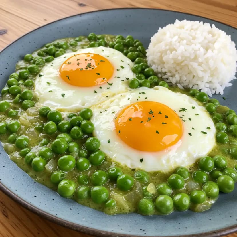 Ovos com Molho Cremoso de Ervilhas e Bacon