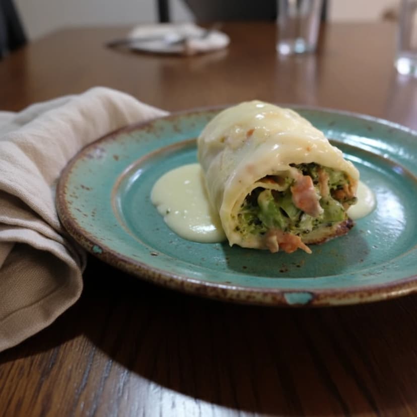 Panqueca Integral de Queijo com Brócolis e Cenoura