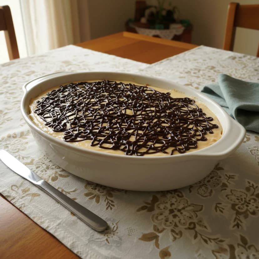 Pavê de Bolacha Maizena com Cobertura de Chocolate