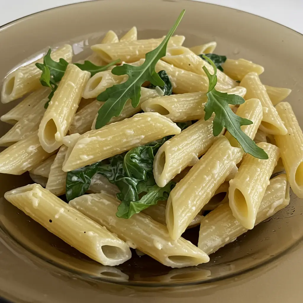 Penne ao Molho de Gorgonzola e Rúcula
