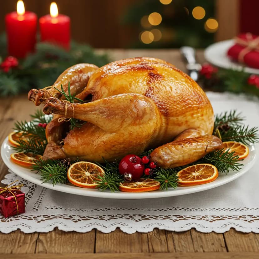 Peru Recheado com Banana-Passa e Molho de Tamarindo