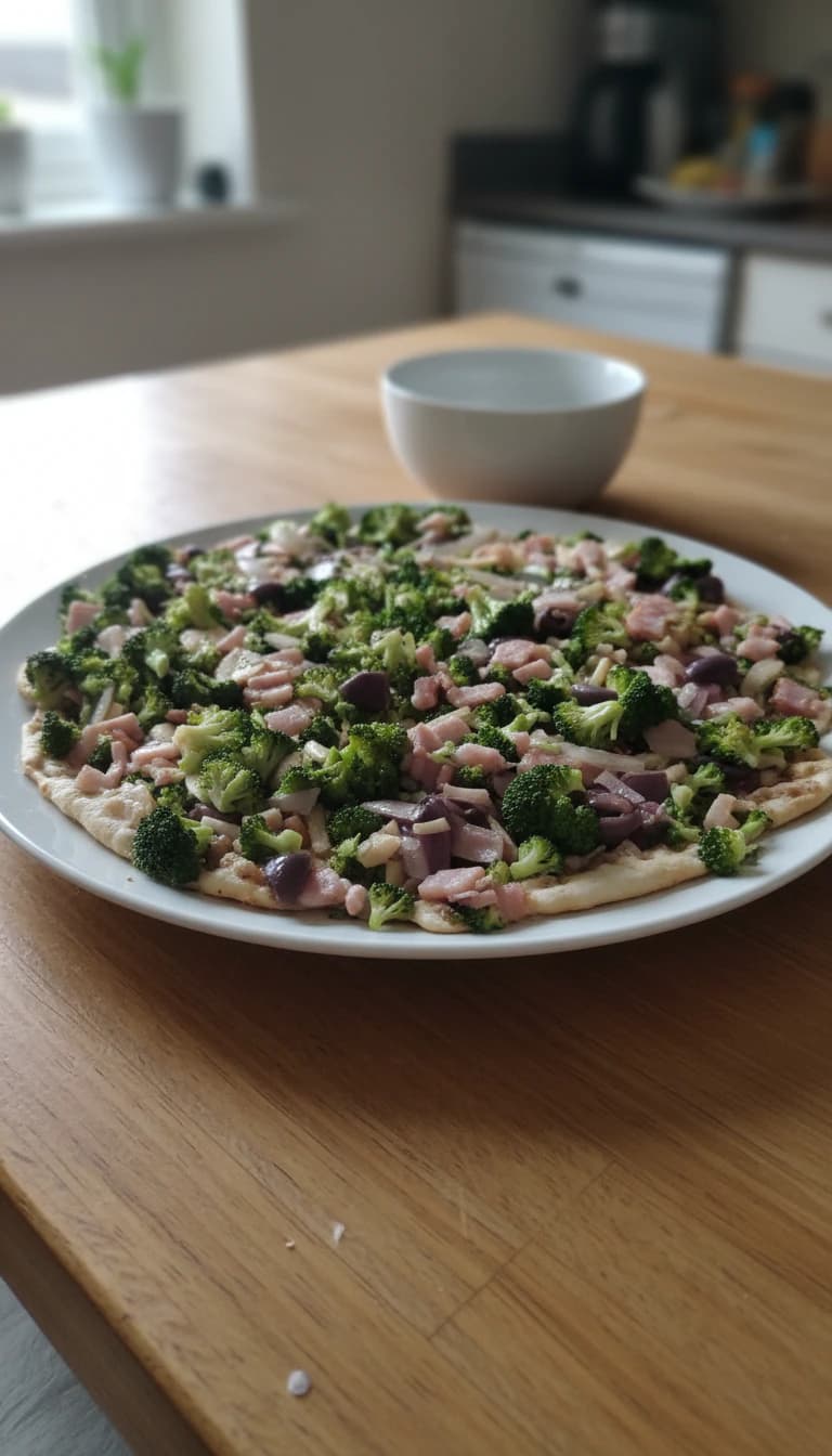 Pizza de Brócolis com Massa de Berinjela