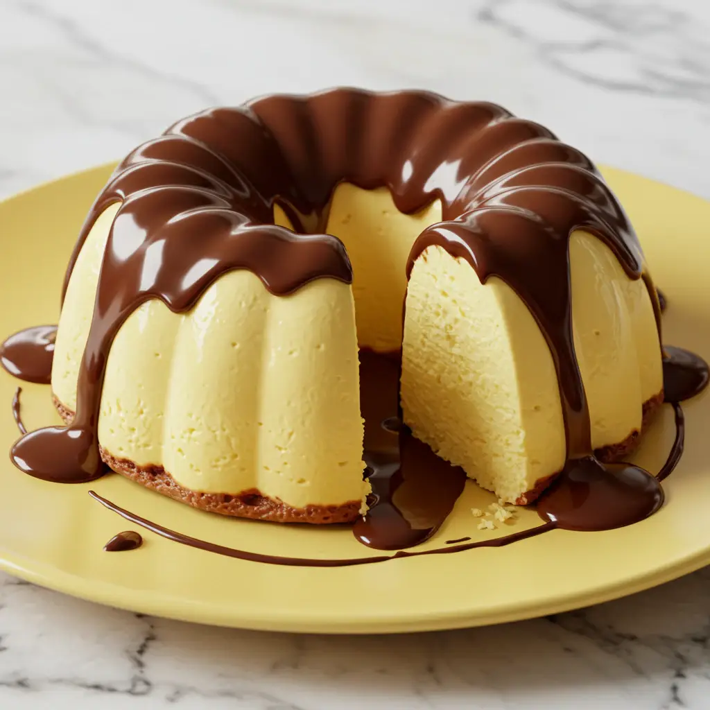 Pudim de Sorvete com Calda de Chocolate