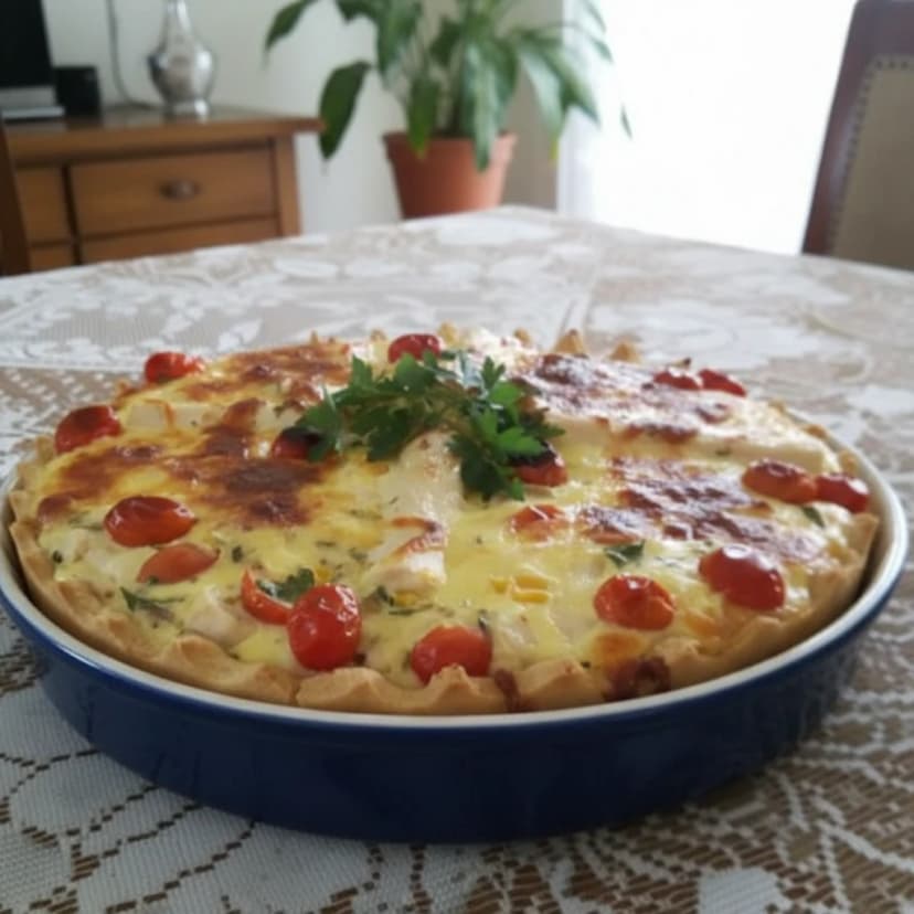 Quiche de palmito e alho-poró