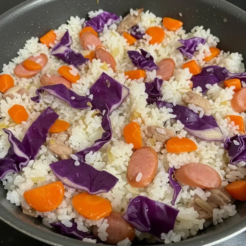 Risoto Colorido com Linguiça Apimentada