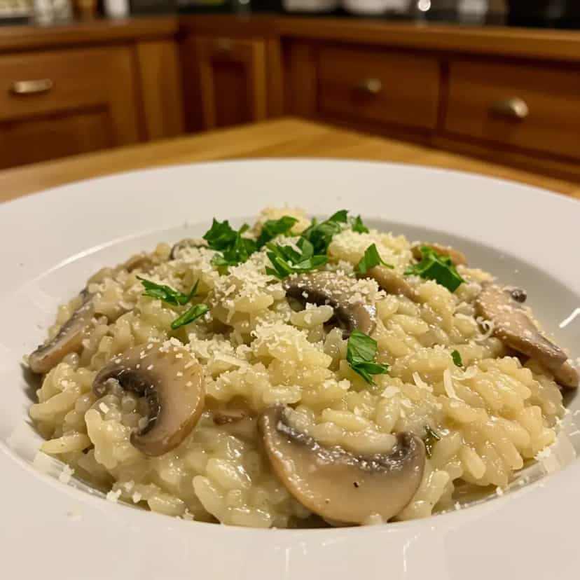 Foto deliciosa de Risoto de Cogumelos para Uma Pessoa pronta para servir - Para uma Pessoa