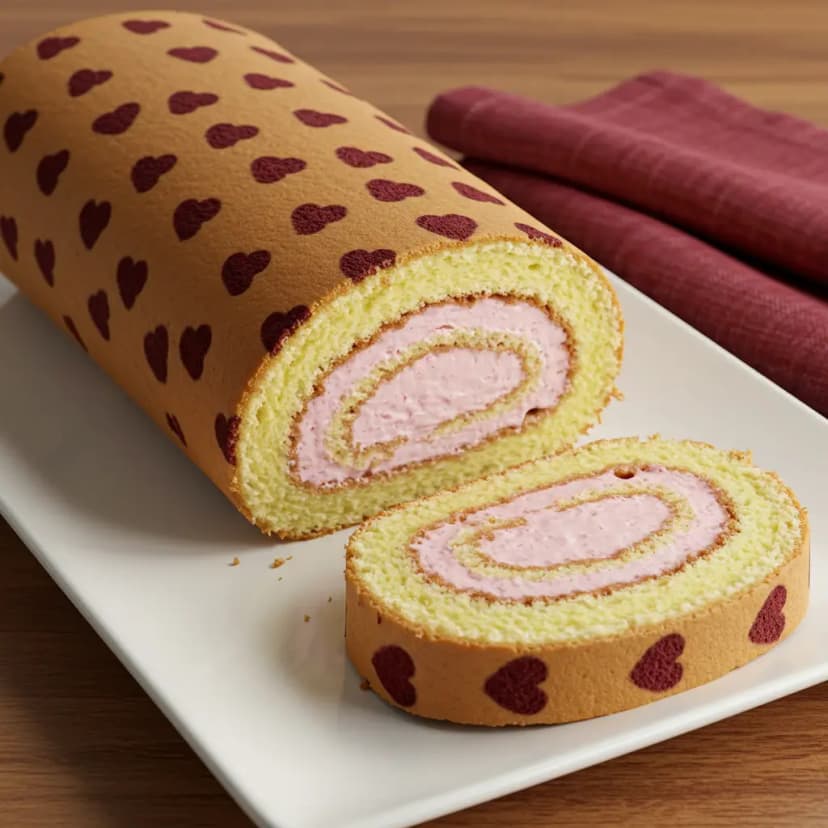 Rocambole de Chocolate Vermelho para o Dia dos Namorados