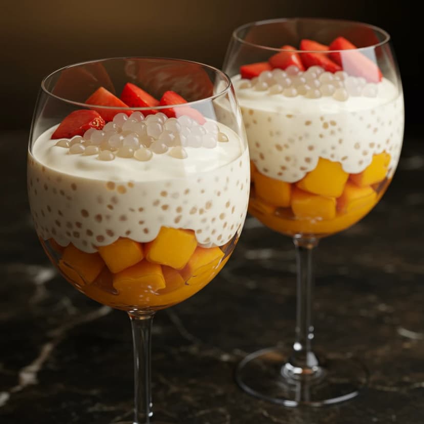 Sagu Cremoso com Frutas Vermelhas e Especiarias