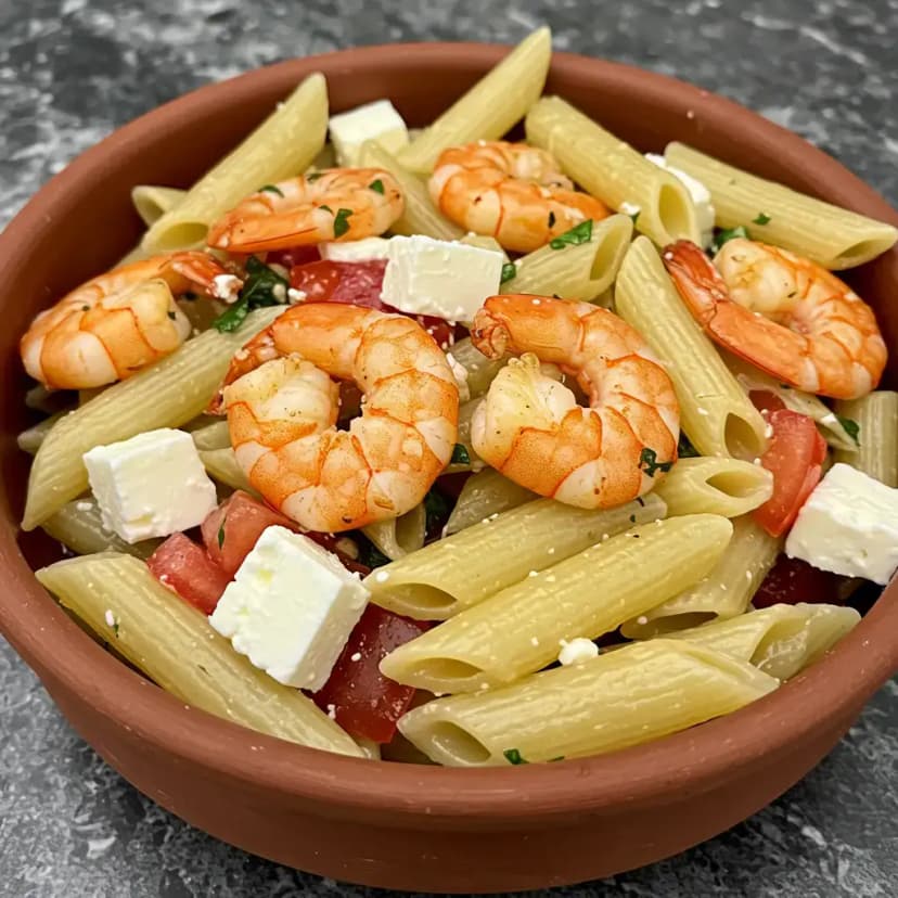 Salada de Camarão com Queijo Feta e Molho de Iogurte