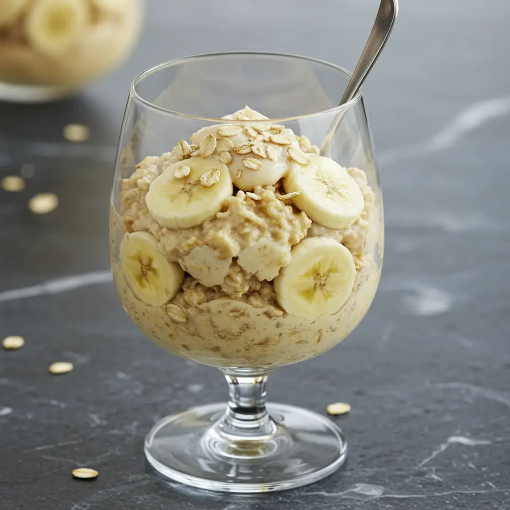 Sobremesa rápida de Banana com Aveia e Amendoim