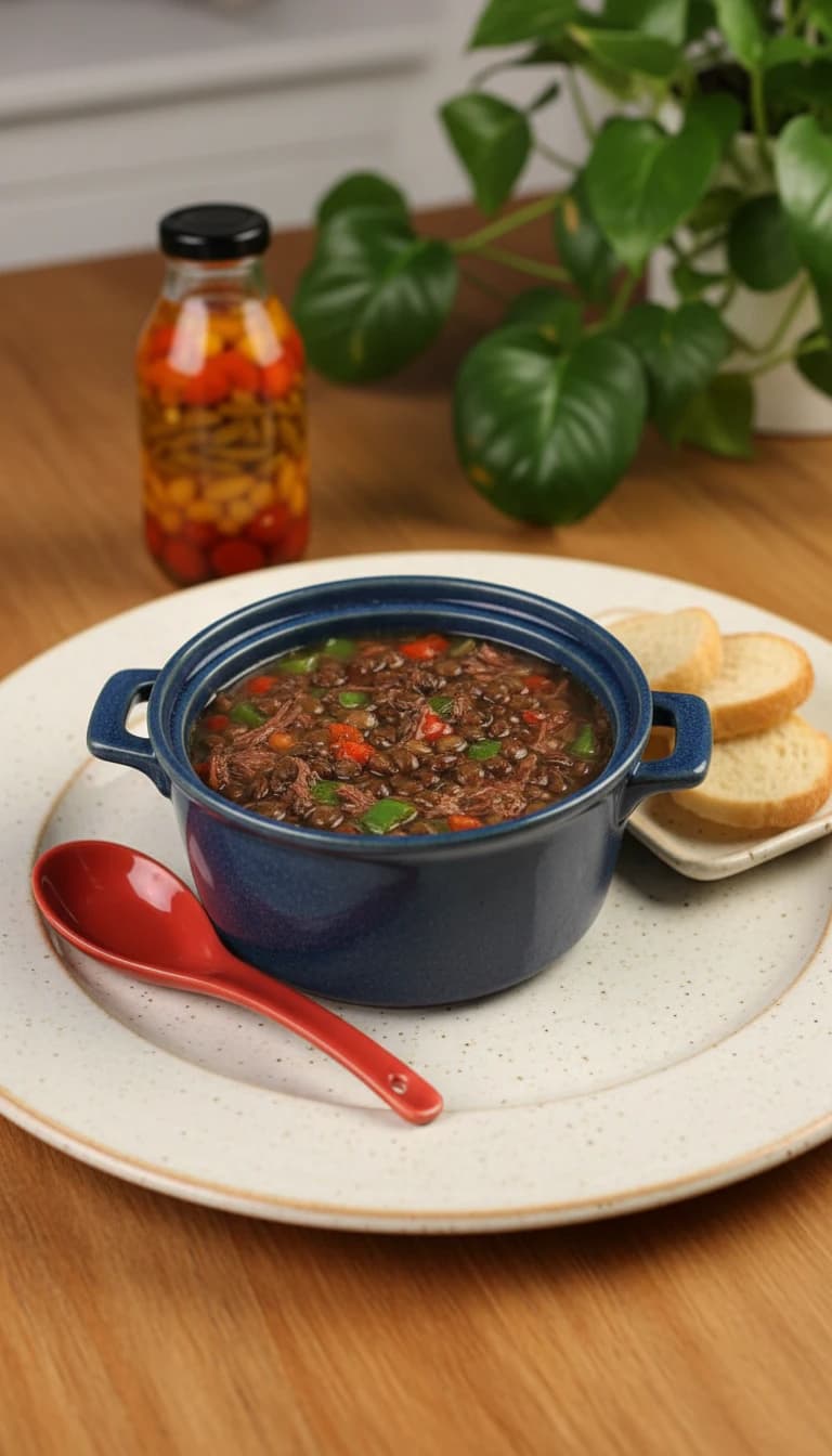 Sopa Brasileira de Lentilha com Carne-Seca