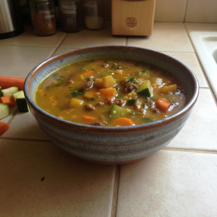 Sopa Cremosa de Abóbora Cabotiá com Carne
