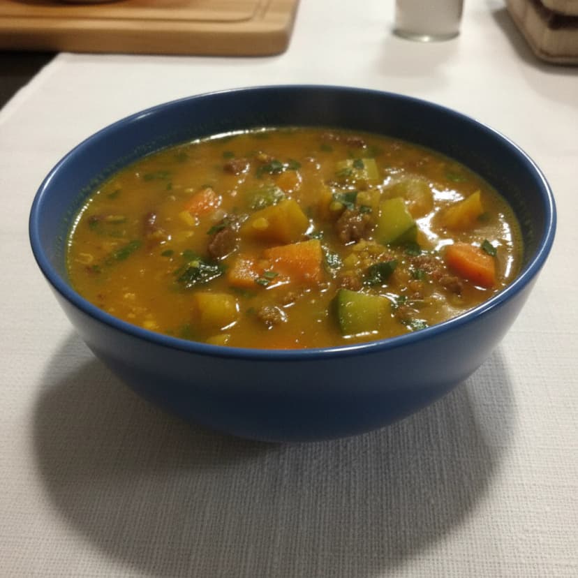 Sopa Cremosa de Abóbora Cabotiá com Carne