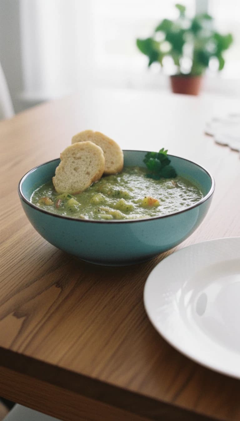 Sopa Cremosa de Abobrinha com Calabresa